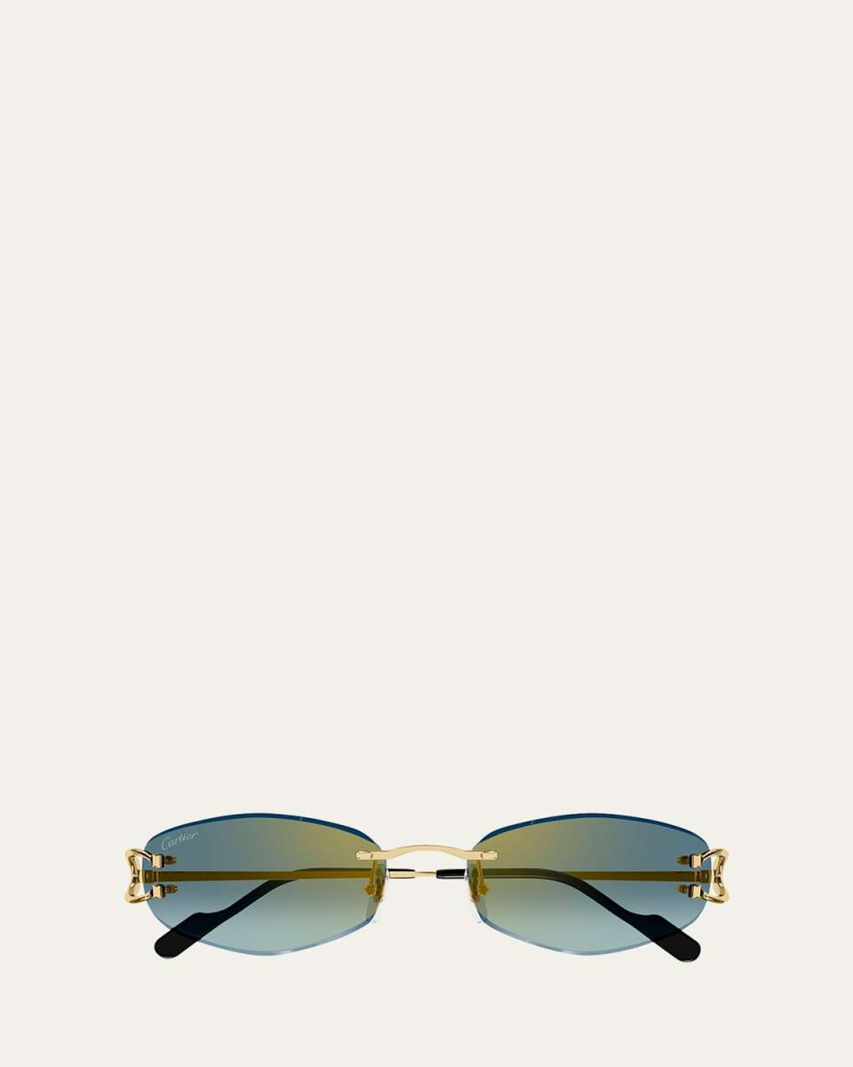 Gradient Metal Rectangle Sunglasses